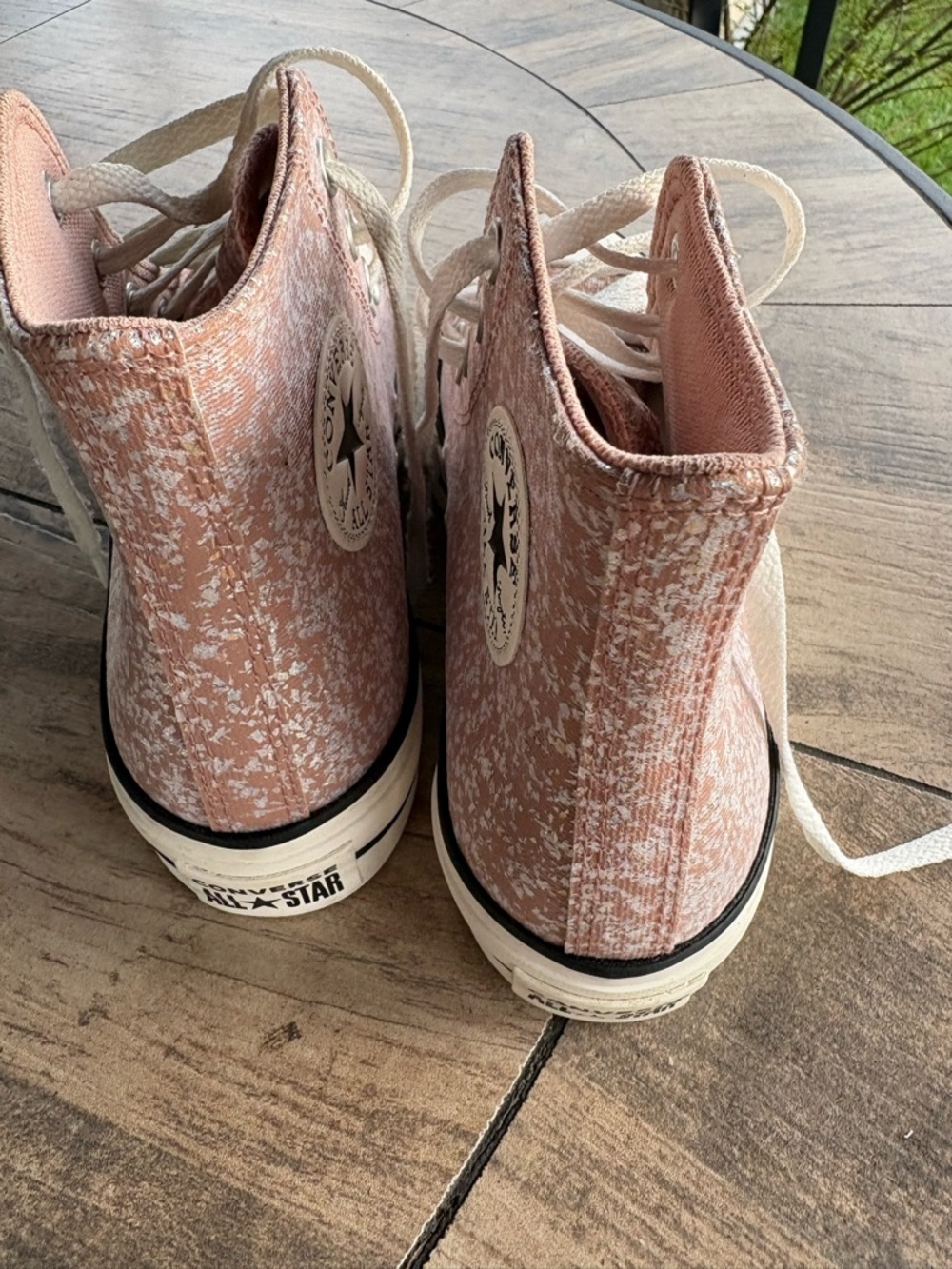 Converse Pink glitter High-Top Canvas Sneakers with White Soles - Picture 4 of 7